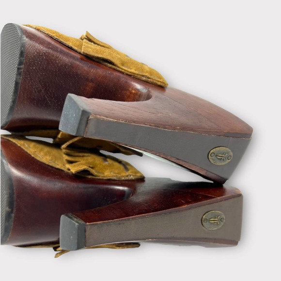 Frye (6.5) Lacey Suede Moccasin Slip-On Mule Heel Clog - Picture 10 of 12